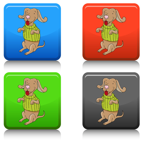 Dog Wearing Sweater Button - Vector, Image