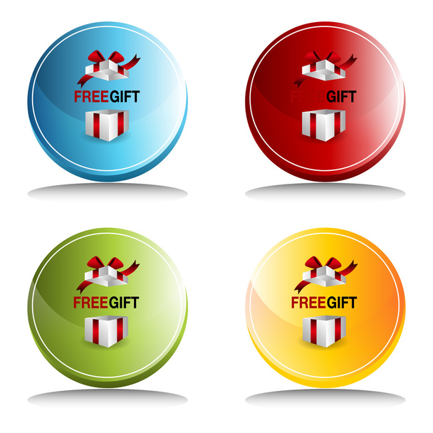 3d Free Gift Button - Vector, Image