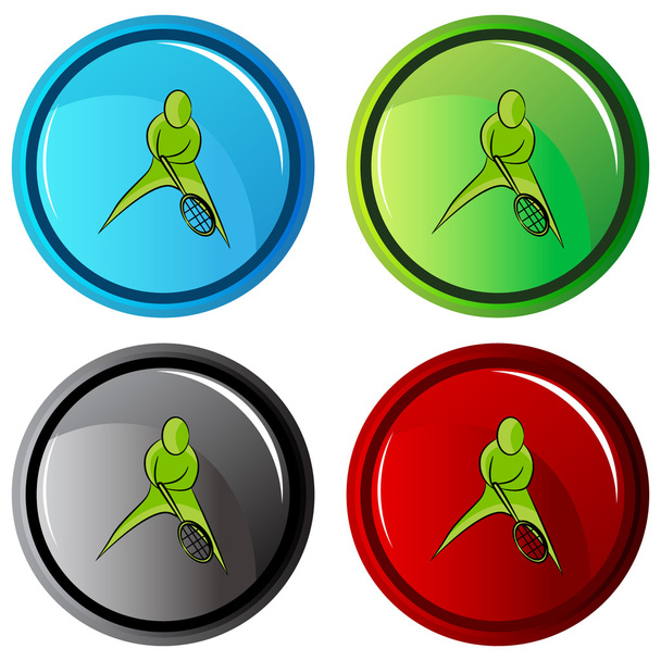Tennis Player Icon Button - Vektor, Bild