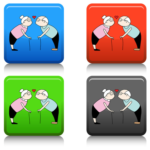 Kissing Senior Couple - Vettoriali, immagini