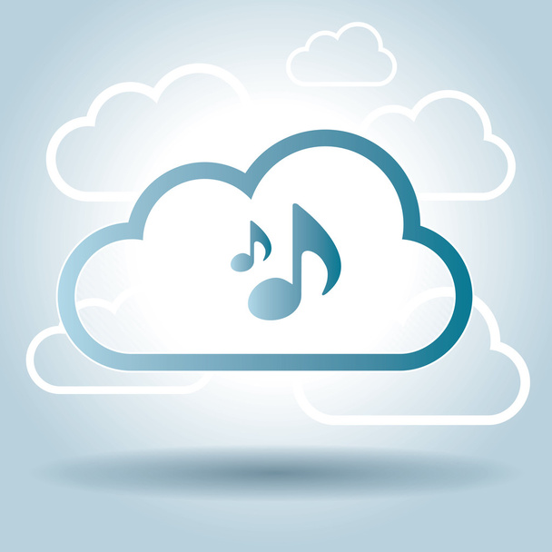 Music symbol design cloud broadcast - Vettoriali, immagini