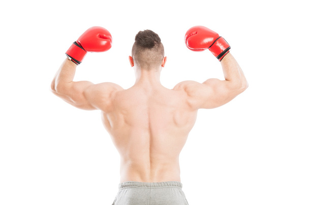 Strong and muscular boxer from behind - Foto, Imagem