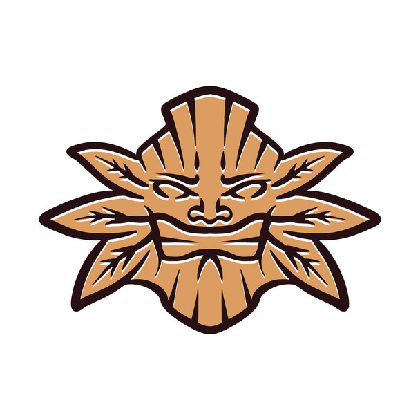 Logo maschera Tiki emblema vintage Vector Design distintivo illustrazione Simbolo Icona - Vettoriali, immagini