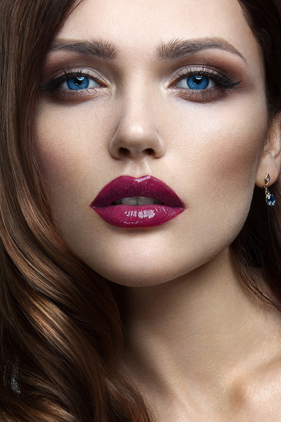 Portrait of beautiful girl with red lips. - Fotó, kép