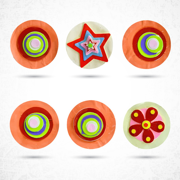 Abstract flowers icons set - Wektor, obraz