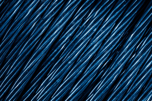 niebieski aluminiowy kabel elektryczny.tło lub tekstura - Zdjęcie, obraz