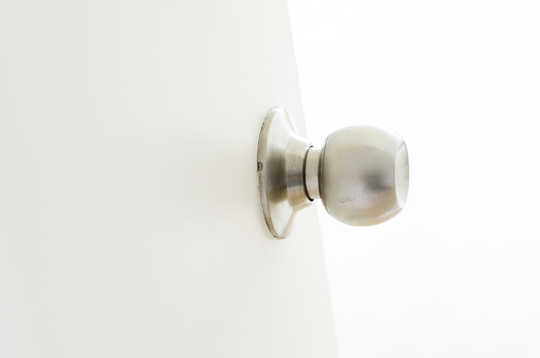 Close up - White Half-open door into room - 写真・画像