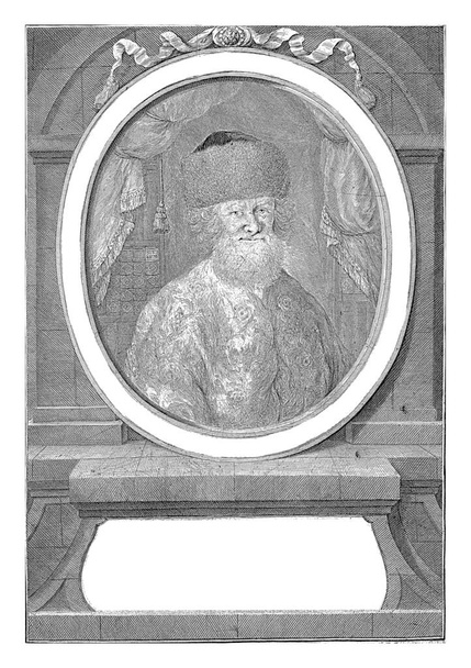 Portret Saula Ben Arjeh Leib Polonus, Christian Friedrich Fritzsch, po G. Pinhas, 1780 Portret popiersie w owalnym prawej rabina Saula Ben Arjeh Leib Polonus, w futrzanym kapeluszu. - Zdjęcie, obraz