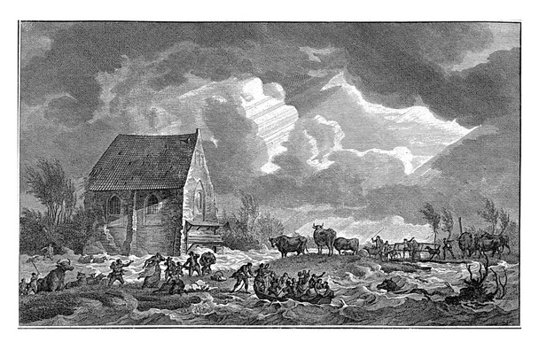 Inundación del Bergse Veld en el Land van Heusden, 15 de noviembre de 1775, Noach van der Meer (II), después de Hendrik Kobell, 1775 - 1776 - Foto, Imagen