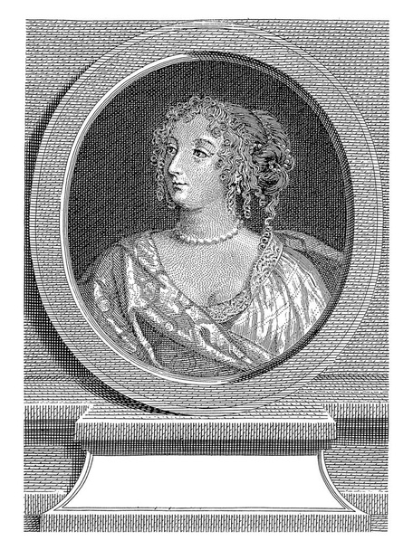 Portret van Francoise de Rochechouart, markiezin van Montespan, Michel Aubert, naar onbekend, 1755, vintage gegraveerd. - Foto, afbeelding