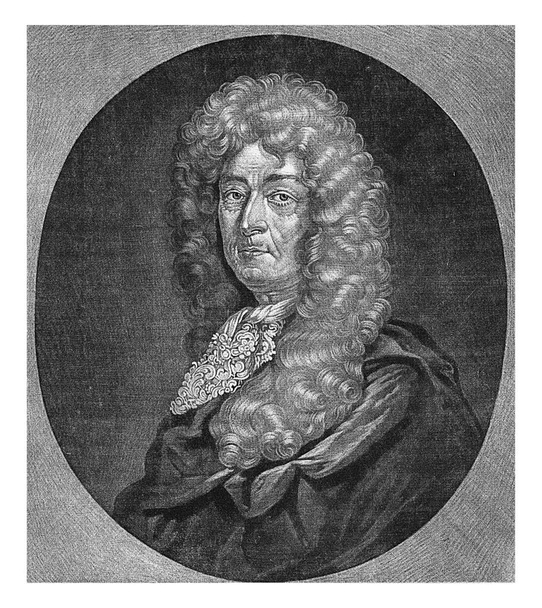Portrait de Job Ludolf, Pieter Schenk (I), 1670 - 1713 L'orientaliste Job Ludolf. De 1652 à 1678, il fut au service d'Ernst Ier de Saxe-Gotha. - Photo, image