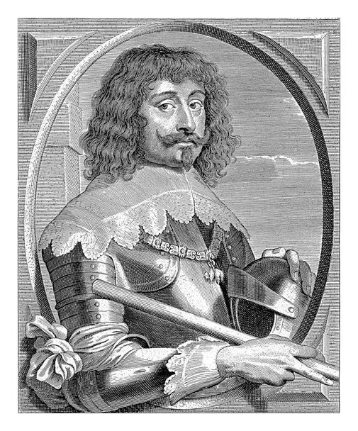 Retrato de Ernesto, conde de Isenburg, Pieter de Jode, después de Thomas Willeboirts Bosschaert, 1628 - 1670 Retrato de busto de Ernesto, conde de Isenburg, en armadura. - Foto, Imagen