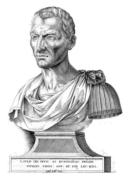 Julius Caesarin muotokuva, anonyymi, Antonio Salamanca, 1550, vuosikerta kaiverrettu. - Valokuva, kuva