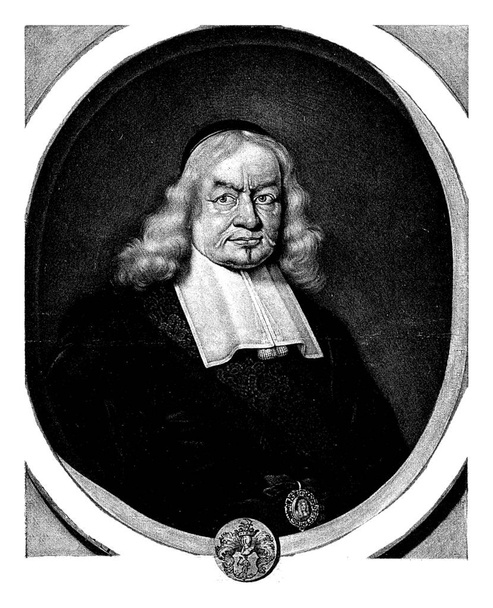 Retrato de Ernst Ludwig Aveman, Pieter Schenk (I), 1689 - 1713 El canciller y embajador Ernst Ludwig Aveman con faja. - Foto, Imagen