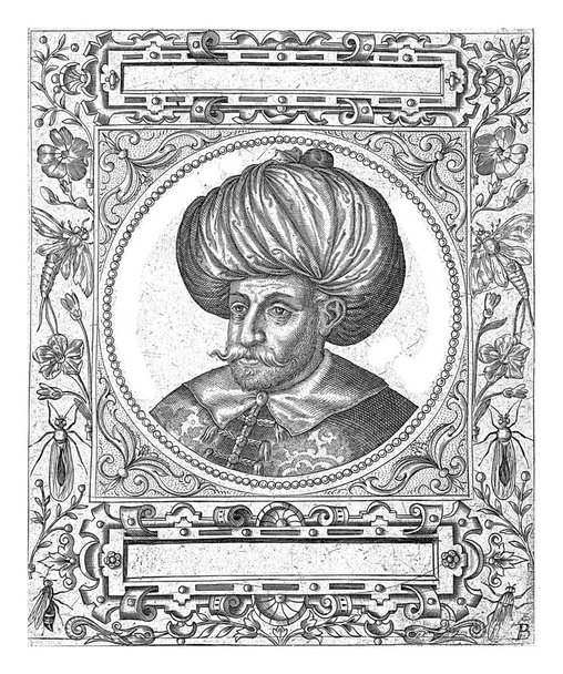Retrato do sultão Muchemetes Bayazid, Theodor de Bry, depois de Jean Jacques Boissard, 1596 Retrato redondo do sultão modelado a partir de uma moeda. - Foto, Imagem