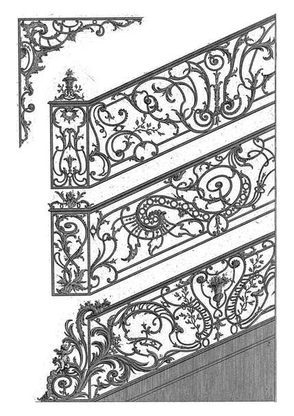 Ворота сходів, Карл Альберт фон Л'єзієс, після Франсуа де Кувільєс (сп.), 1745 Три орнаментовані ковані ворота сходів, верхні два з пілястрами. - Фото, зображення