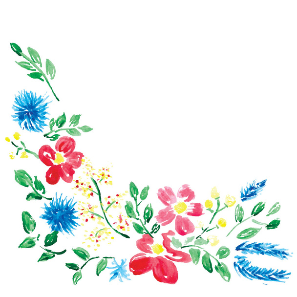 Floral background with watercolor flowers. - Διάνυσμα, εικόνα