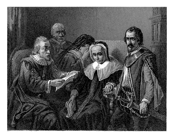 Rouwgezelschap, Dirk Jurriaan Sluyter, naar Jozef Israels, 1854 Twee huilende vrouwen in rouwkleding worden ondersteund door drie mannen. - Foto, afbeelding