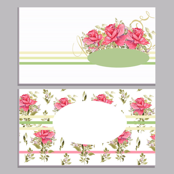 cartão de convite de casamento com rosas aquarela - Foto, Imagem