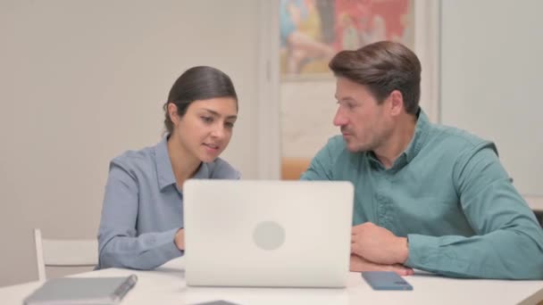 Mixed Race Couple Working on Laptop - Felvétel, videó
