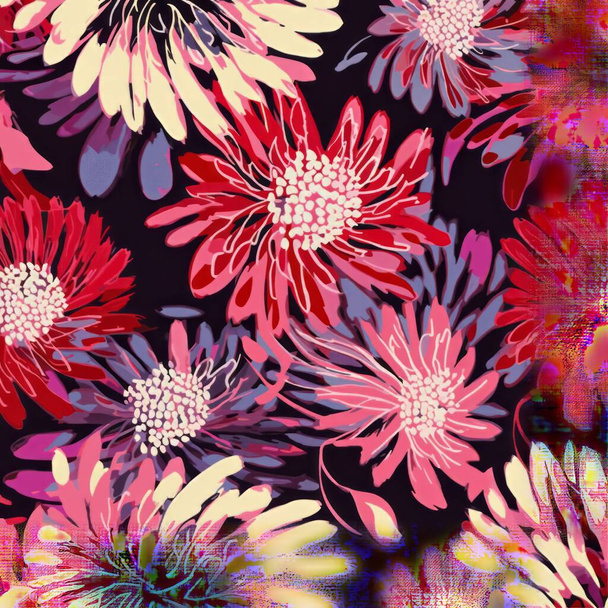 padrão de aquarela com flores
 - Vetor, Imagem
