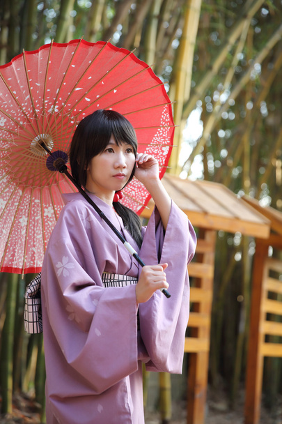 La chica con yukata japonés
 - Foto, Imagen