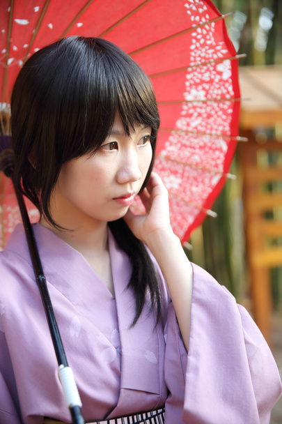 Japon yukata kızla - Fotoğraf, Görsel