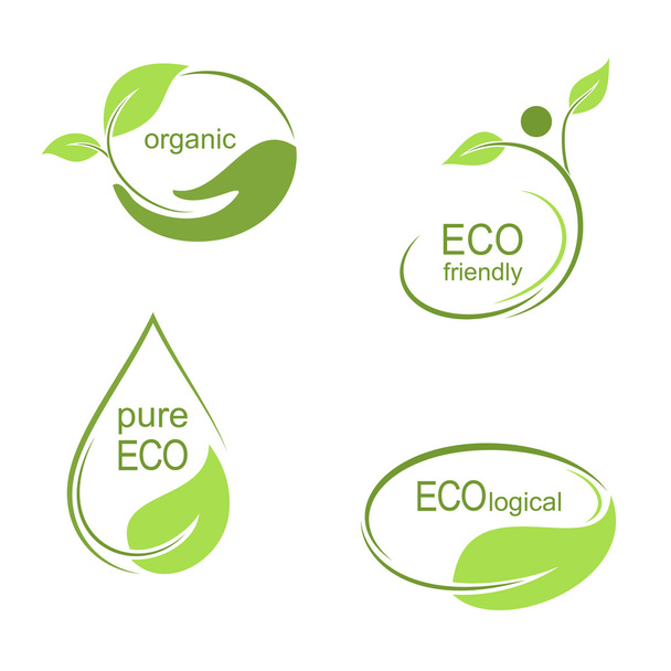 Ecological labels and emblems - Vektör, Görsel