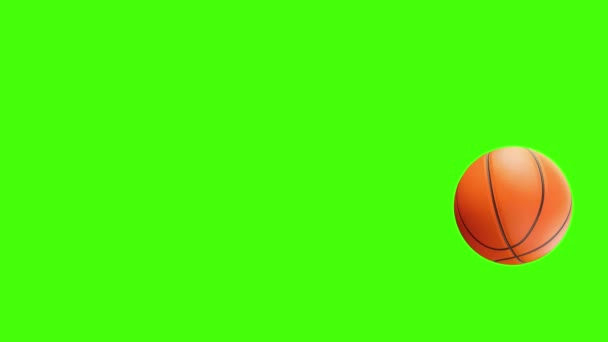 Animation d'un ballon de basket sur fond vert - Séquence, vidéo