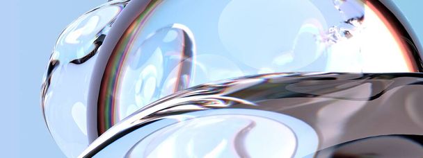 Kristály titokzatos átlátszó üveg, vízszerű elegáns és modern 3D Renderelés absztrakt háttér nagy felbontású 3D renderelés kép - Fotó, kép