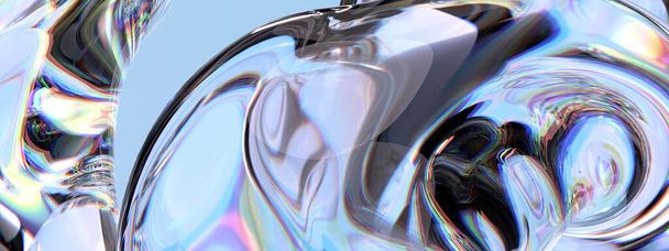 Crystal virkistävä lasi, vesi-kuin tyylikäs ja moderni 3D Renderöinti abstrakti tausta korkea resoluutio 3D renderöinti kuva - Valokuva, kuva