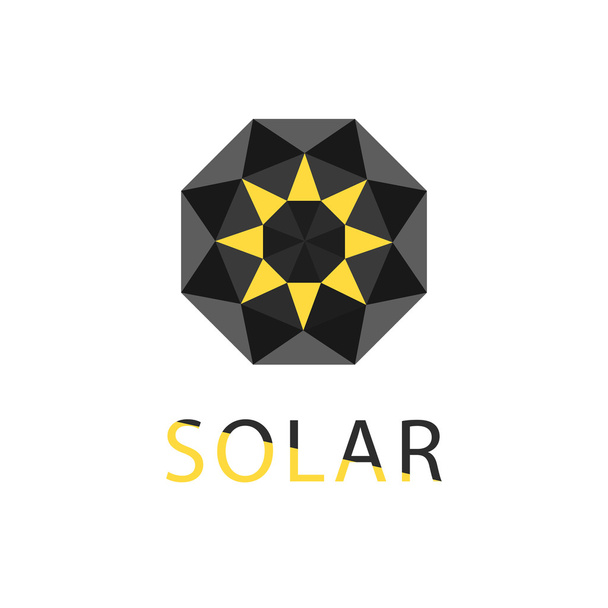 Abstract symbol of sun, solar technology logo - Vector, Image