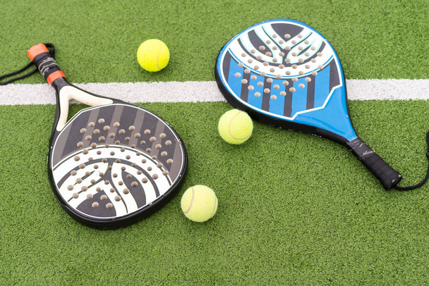 Paddle tennis racket and ball. High quality photo - Photo, Image