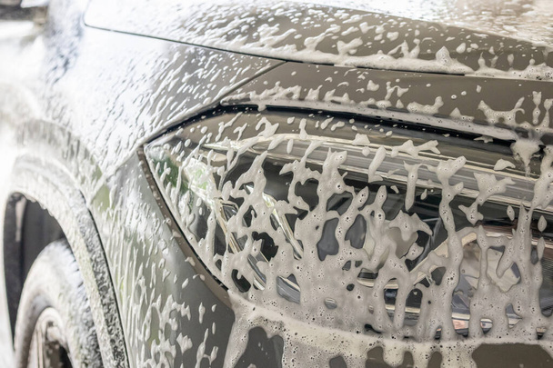 car cleaning and washing with foam soap - Photo, Image