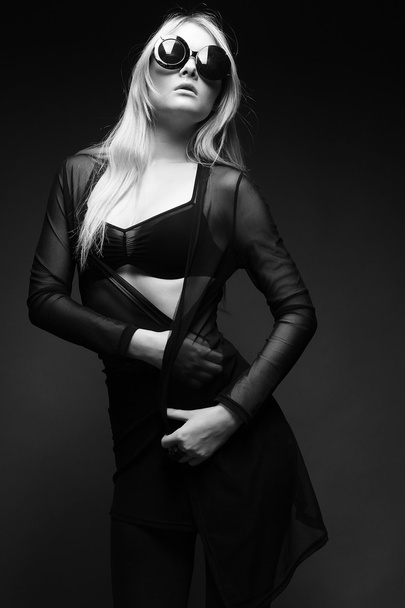woman posing in black lingerie - Фото, изображение
