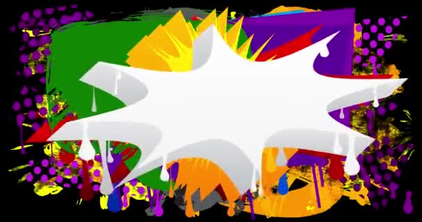 Soyut Beyaz Graffiti Konuşma Baloncuğu animasyonu. Renkli arkaplanda şehir tarzı İleti işareti. Modern konuşma simgesi çizgi film videosu. - Video, Çekim