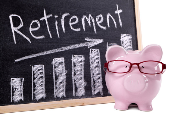Piggy Bank with retirement savings chart - Photo, Image