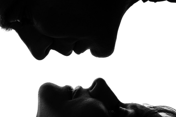 couple woman man face  silhouette - Φωτογραφία, εικόνα