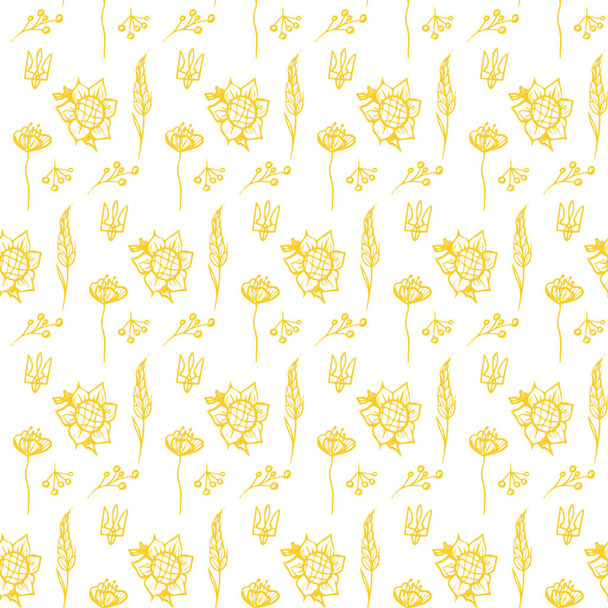 Oekraïne Natuurlijke naadloze patroon. Vector illustratie van bloem zonnebloem Oekraïense achtergrond. - Vector, afbeelding