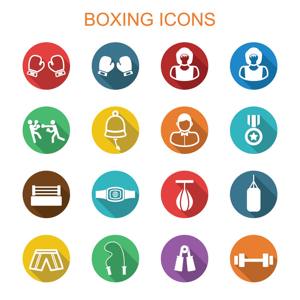 boxing long shadow icons - Vector, Image