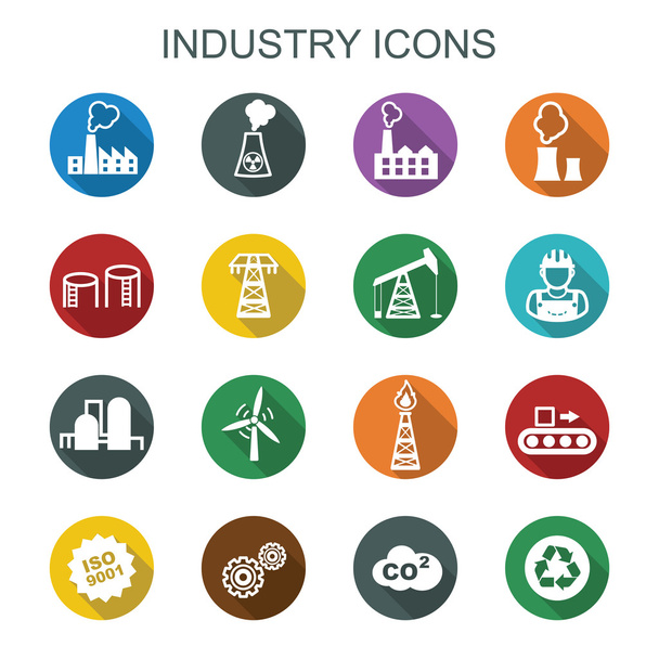 industry long shadow icons - Vector, Image