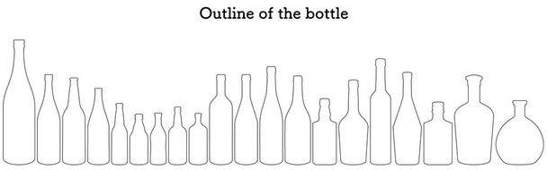 Набір пляшок саке, пляшка саке і пляшка пива або пляшка вина або пляшка віскі, Векторні ілюстрації - Вектор, зображення