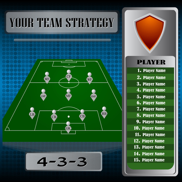 Voetbal achtergrond, team info grafieken en manager. Vector illust - Vector, afbeelding