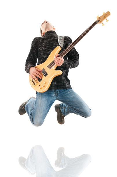 gitara gracz skoki w powietrzu - Zdjęcie, obraz