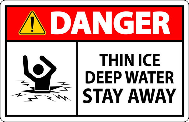 Danger Sign Thin Ice Deep Water, Stay Away - Vector, Image