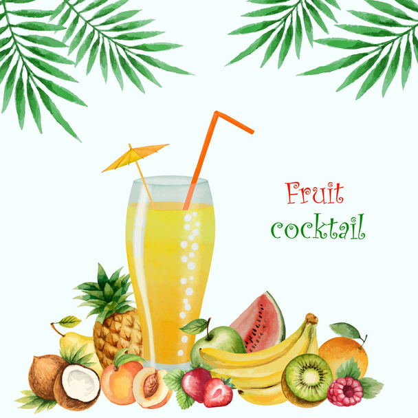 Fruit drink in glasses - Вектор,изображение
