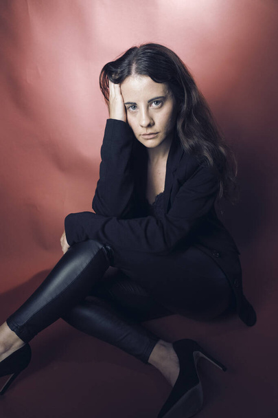 Actress model posing studio photo acting color photo. - Photo, Image