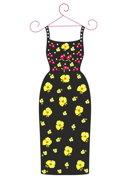 Модна сукня для дівчинки Векторні ілюстрації
 - Вектор, зображення
