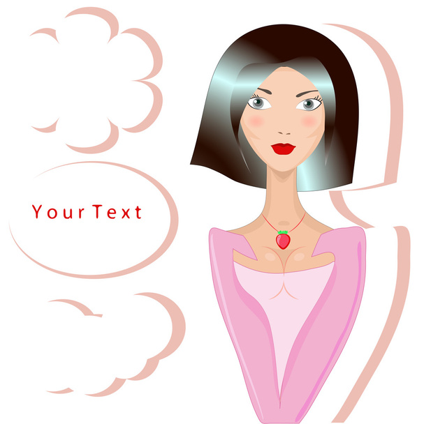 Brunette bob haircut with a tight white T-shirt - Vector, Image