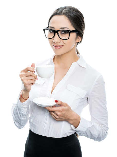 office girl with a cup of coffee - Φωτογραφία, εικόνα